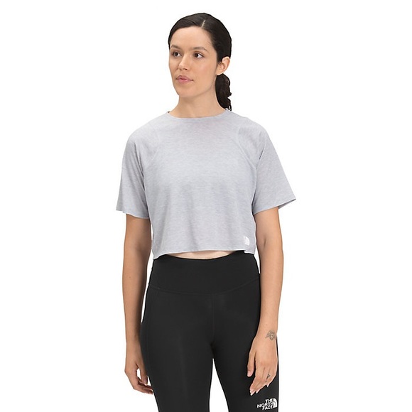NWT The North Face Vyrtue Short Sleeve Boxy Crop Top Tee Vintage White Heather - Picture 3 of 10